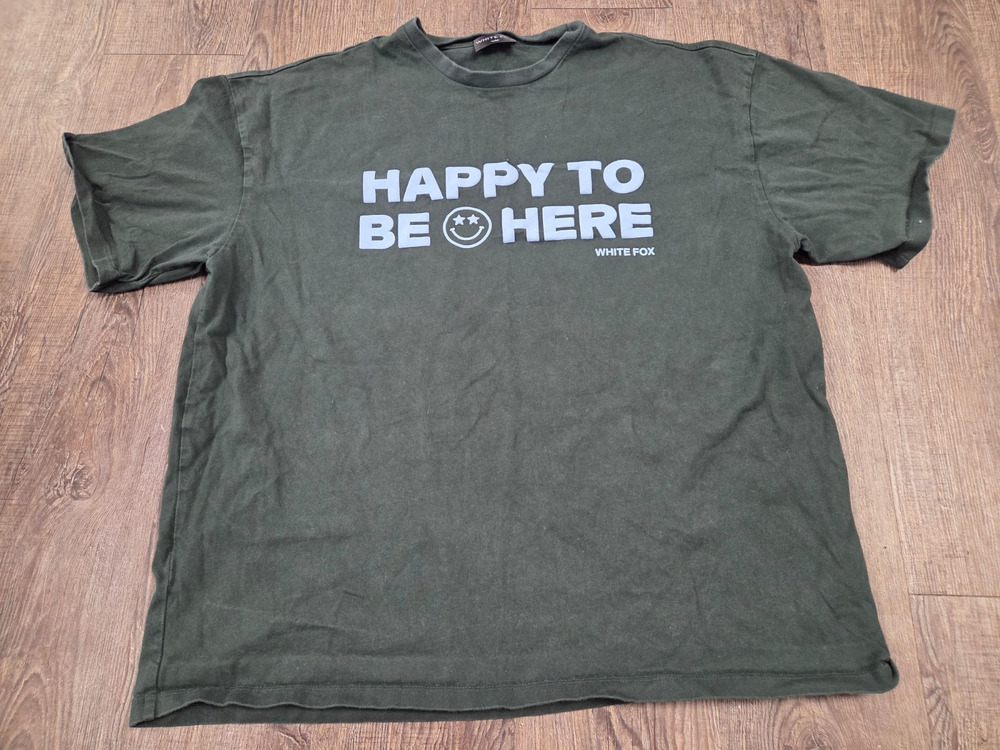 White Fox Australia Genuine HAPPY TO BE HERE Green Tshirt Oversized Small Medium